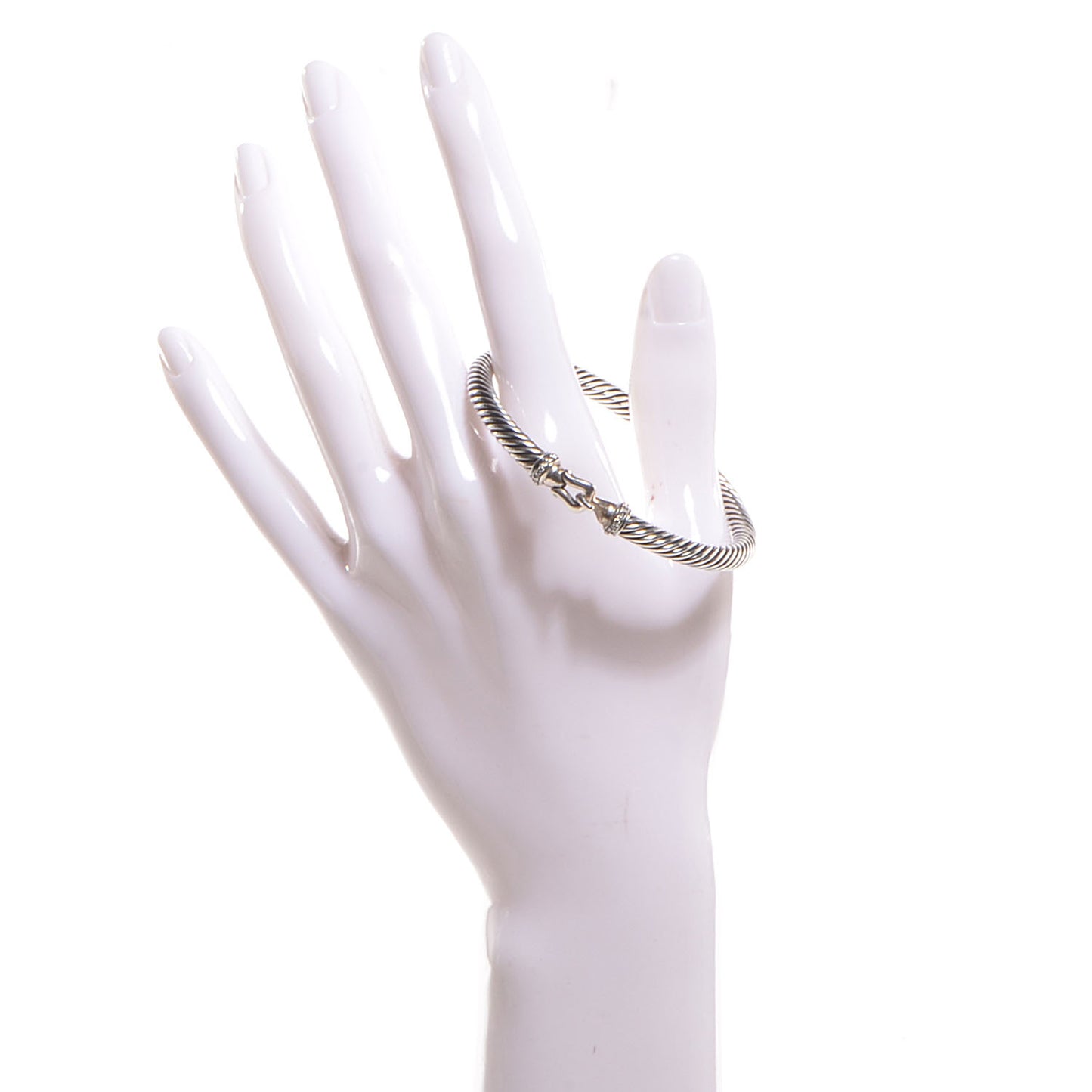 Sterling Silver Diamond 5mm Cable Buckle Bracelet