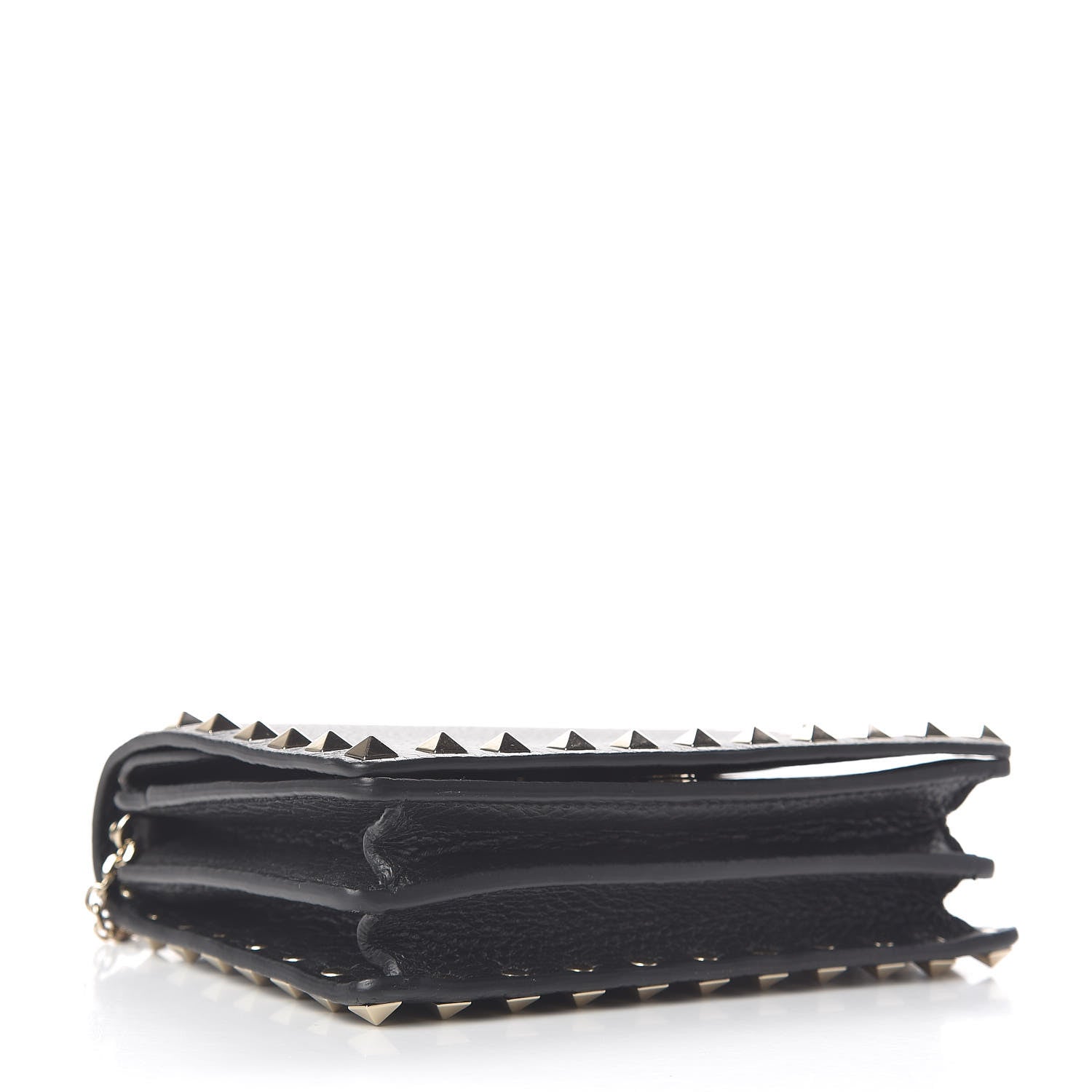 Valentino Garavani Pebbled Calfskin Rockstud Wallet on Chain Black 4 of 9