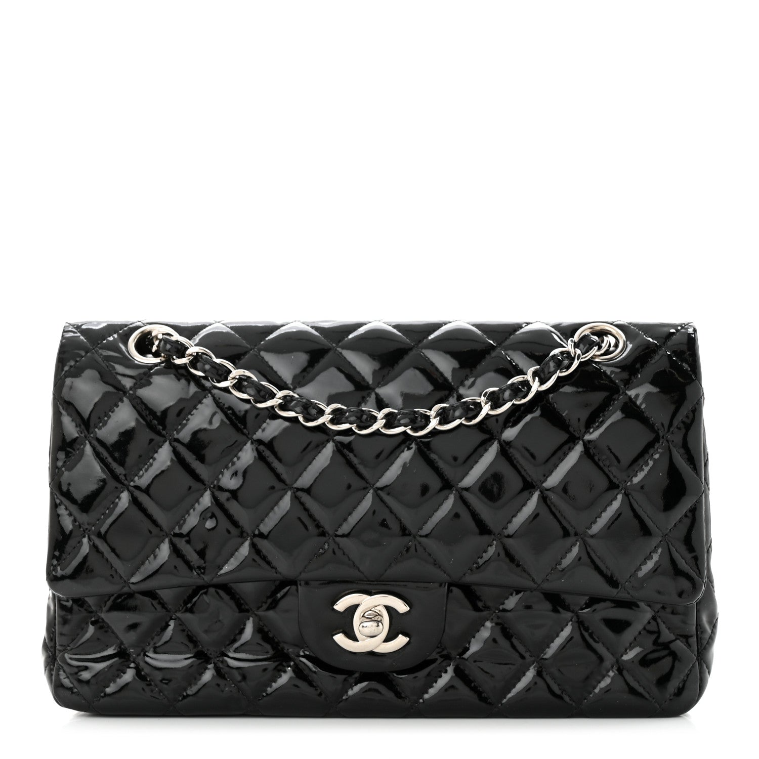 Chanel Patent Quilted Medium Double Flap Black 1 of 12