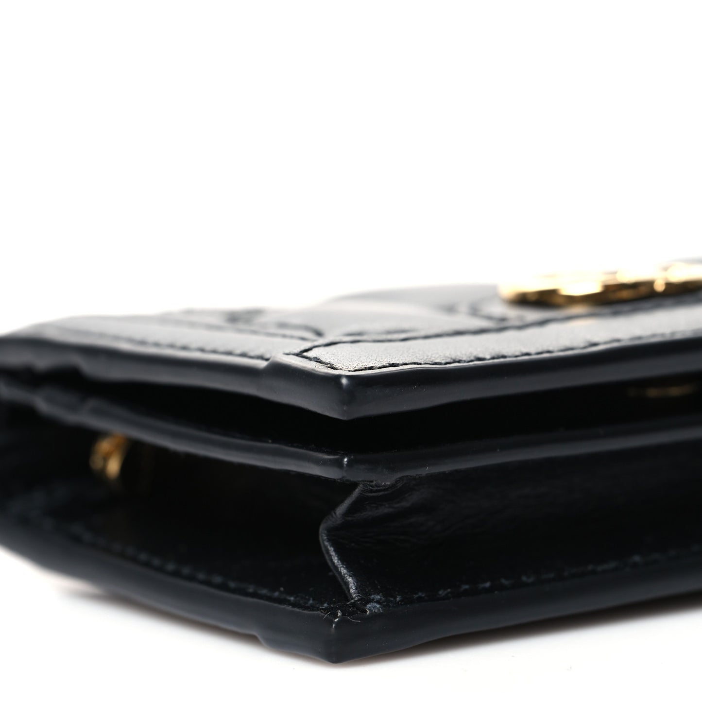 Calfskin GG Matelasse Card Case Wallet Black