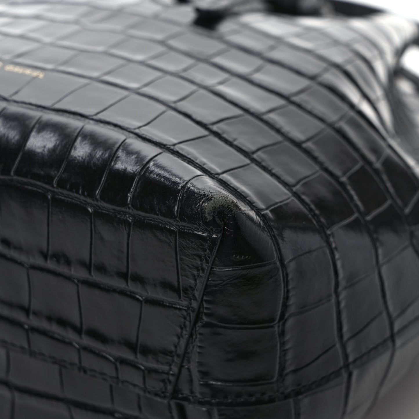Crocodile Embossed Bucket Bag Black