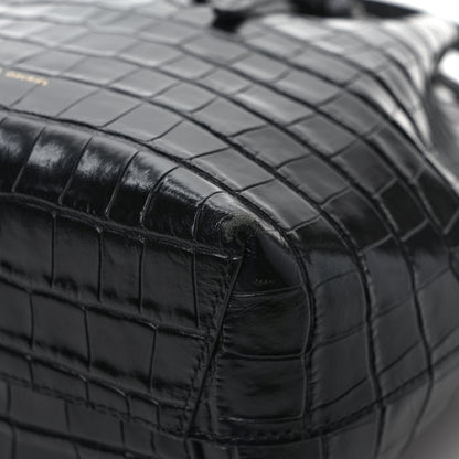 Mansur Gavriel Crocodile Embossed Bucket Bag Black 10 of 12