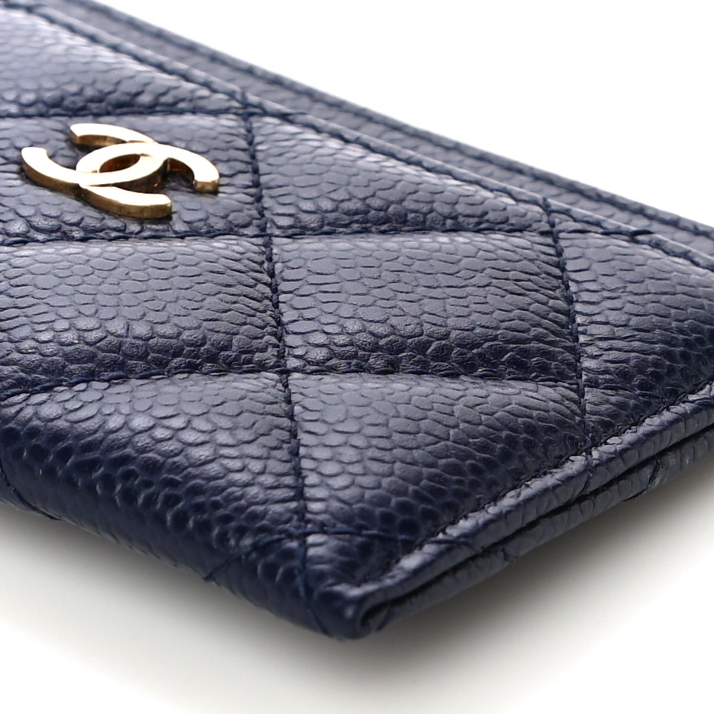 Caviar Quilted Card Holder Navy