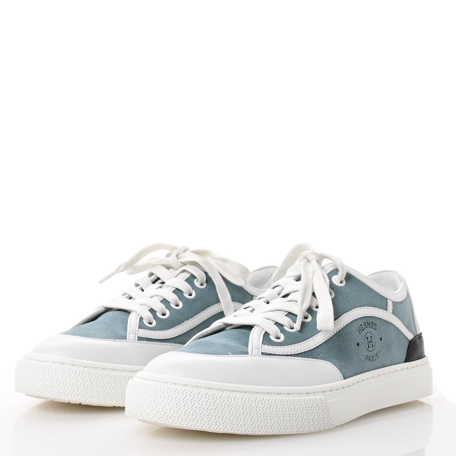 Hermes Suede Get Sneakers 37 Vert D'eau White 4 of 9