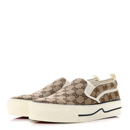 Gucci GG Monogram Womens 1977 Tennis Slip On 30mm Sneakers 38 Beige Ebony Mystic White 3 of 8
