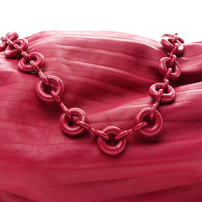 Loewe Lambskin Pleated Bracelet Pouch Chain Shoulder Bag Rouge Blossoms 8 of 10