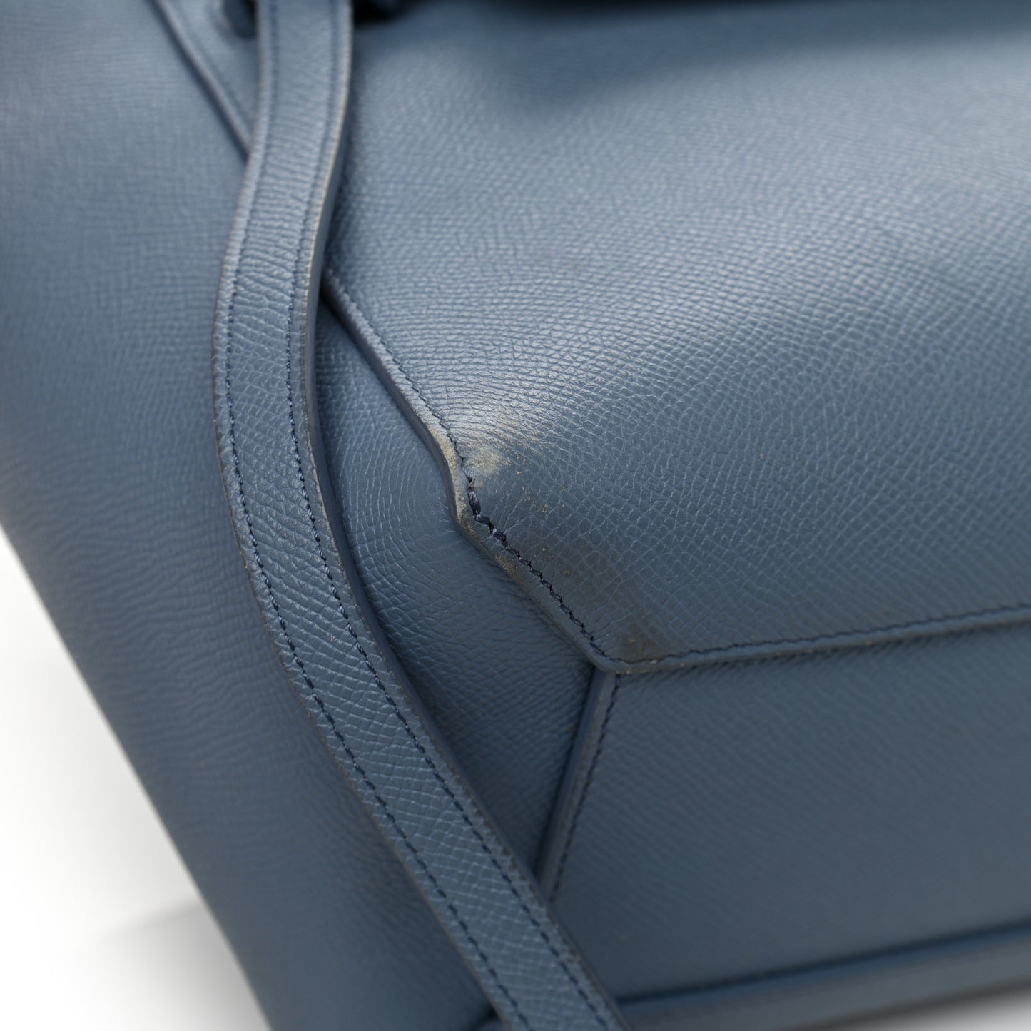 Grained Calfskin Micro Belt Bag Washed Blue