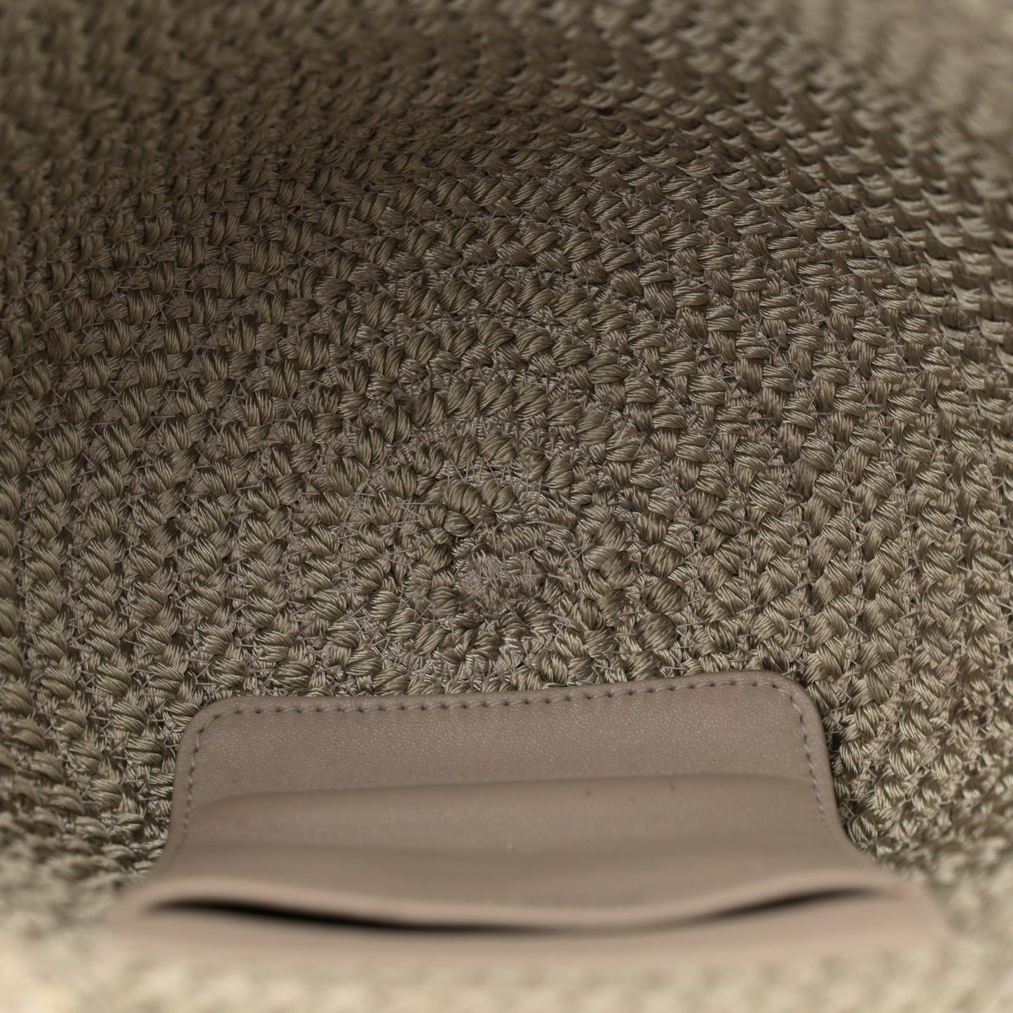 Nylon Lambskin Woven Small Ibiza Basket Kaki