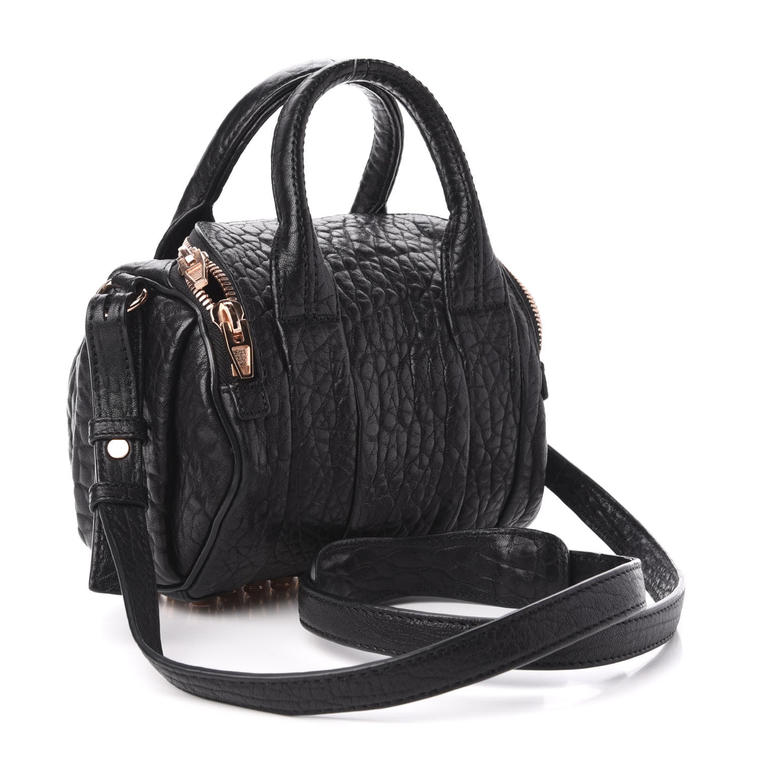 Alexander Wang Pebbled Lambskin Mini Rockie Black Rose Gold Hardware 3 of 9