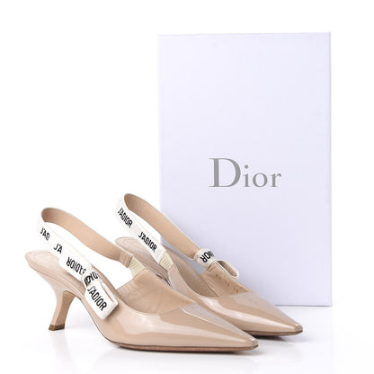 Christian Dior Patent Ribbon J'Adior Slingback 65mm Pumps 39 Nude 9 of 9