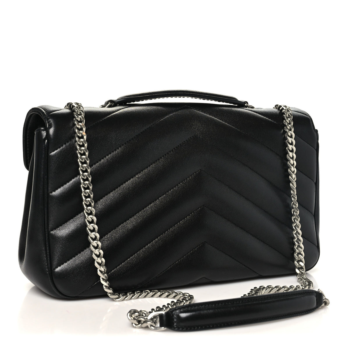 Lambskin Chevron Quilted Medium Loulou Black