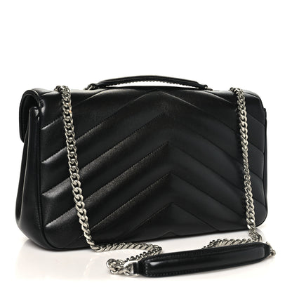 Saint Laurent Lambskin Chevron Quilted Medium Loulou Black 4 of 11