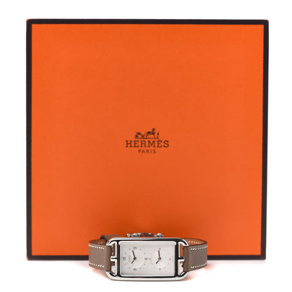 Hermes Stainless Steel Swift 22mm Nantucket Dual Time Quartz Watch Etoupe 5 of 5
