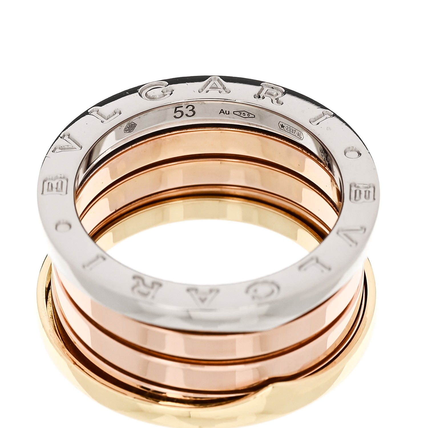 Bulgari 18K Rose White Yellow Gold B.Zero1 Four-Band Ring 53 6.5 4 of 6