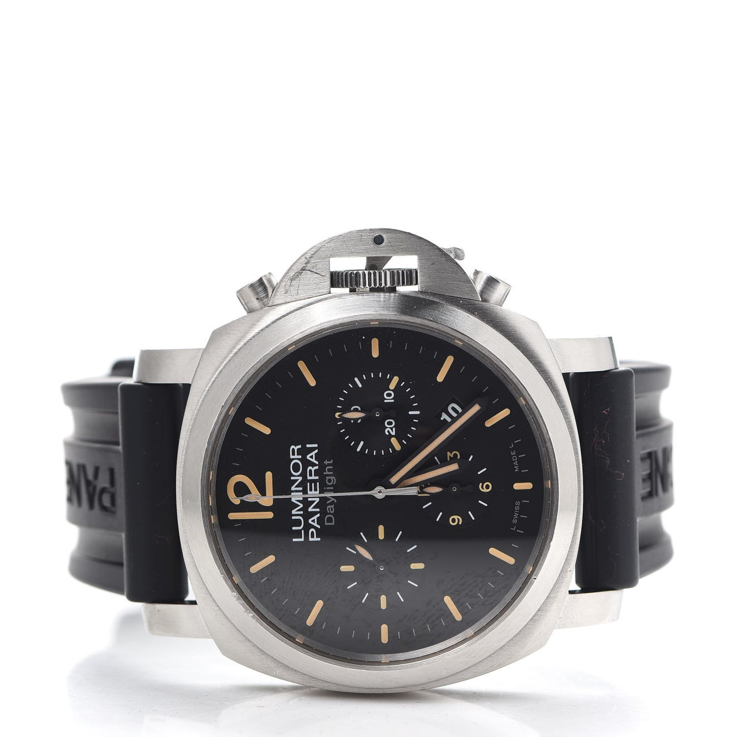 Stainless Steel Rubber 44mm Luminor Daylight Chronograph Automatic Watch Black PAM00356