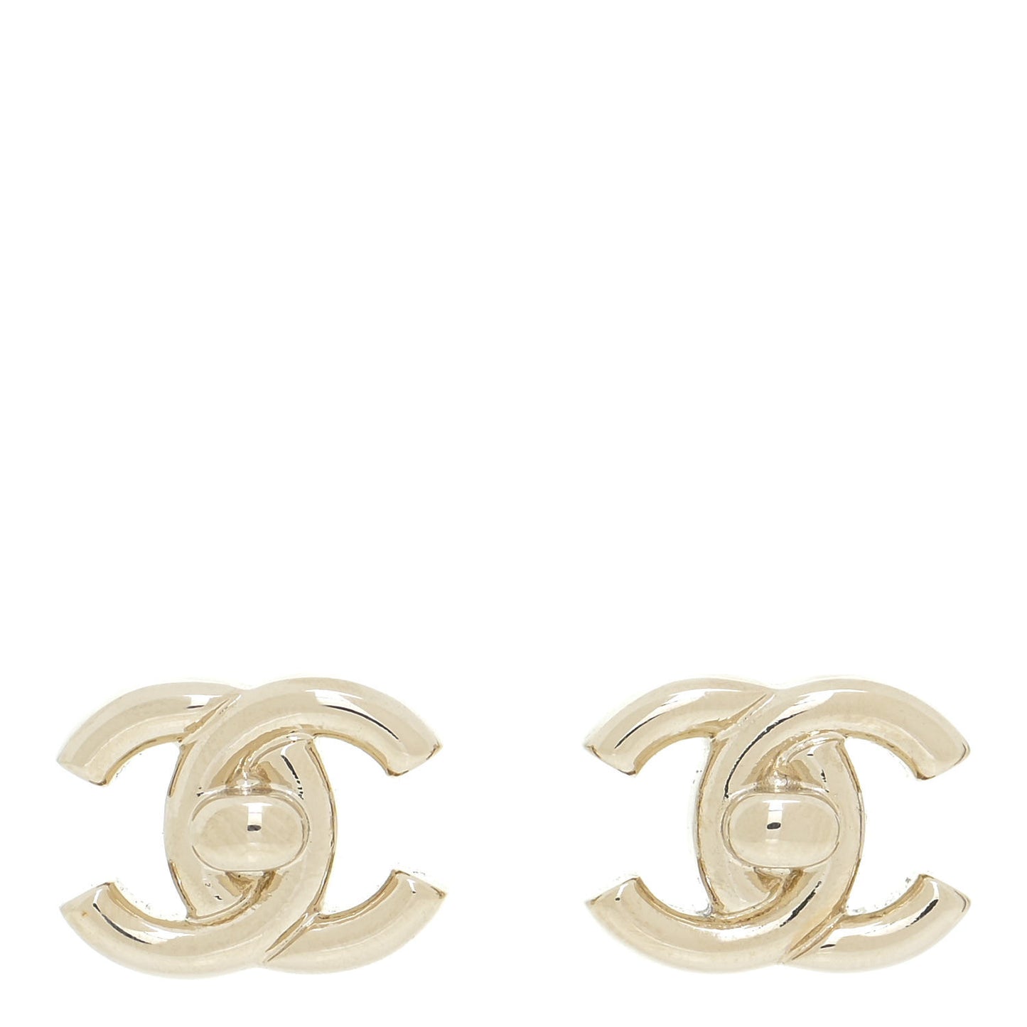 Metal CC Turnlock Earrings Gold
