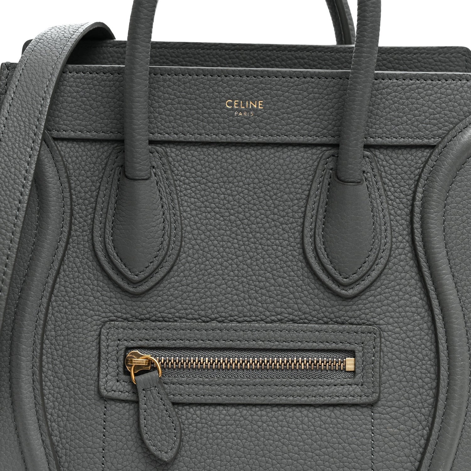Celine Baby Drummed Calfskin Nano Luggage Kohl 9 of 11