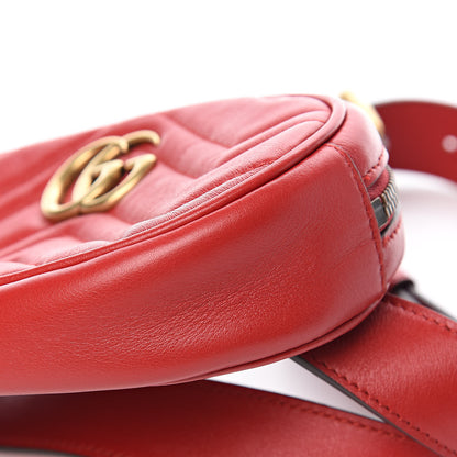 Gucci Calfskin Matelasse GG Marmont Belt Bag 85 34 Hibiscus Red 11 of 11