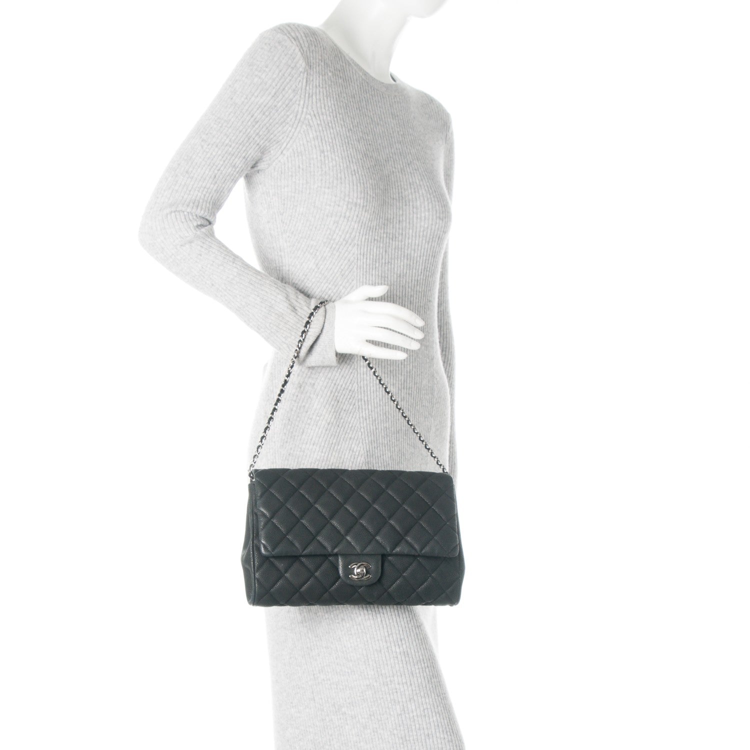 Chanel Iridescent Caviar Quilted Clutch With Chain Flap Black 2 of 7