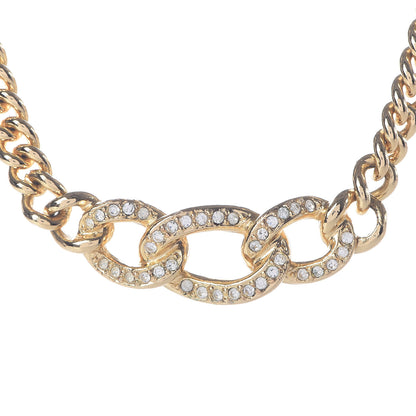 Christian Dior Crystal Interlocking Necklace Gold 4 of 8