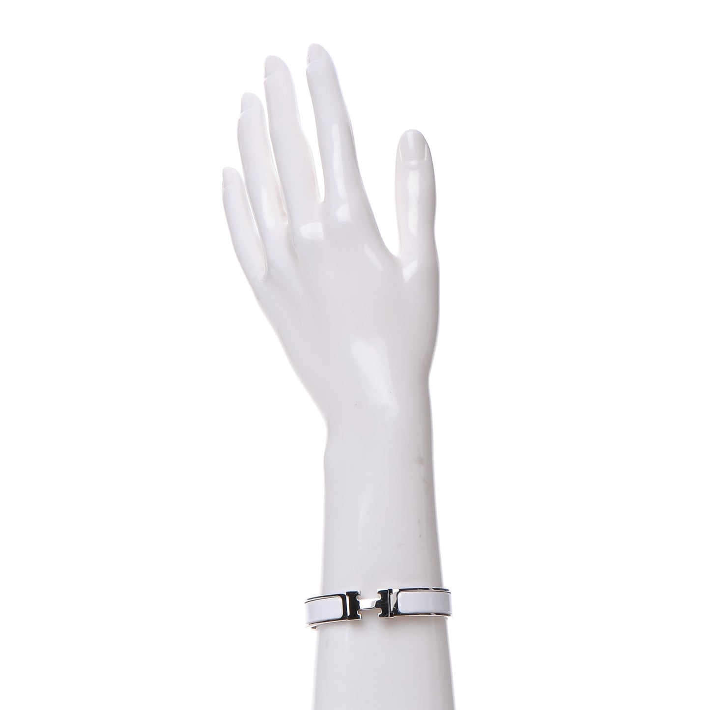 Enamel Narrow Clic Clac H Bracelet PM White
