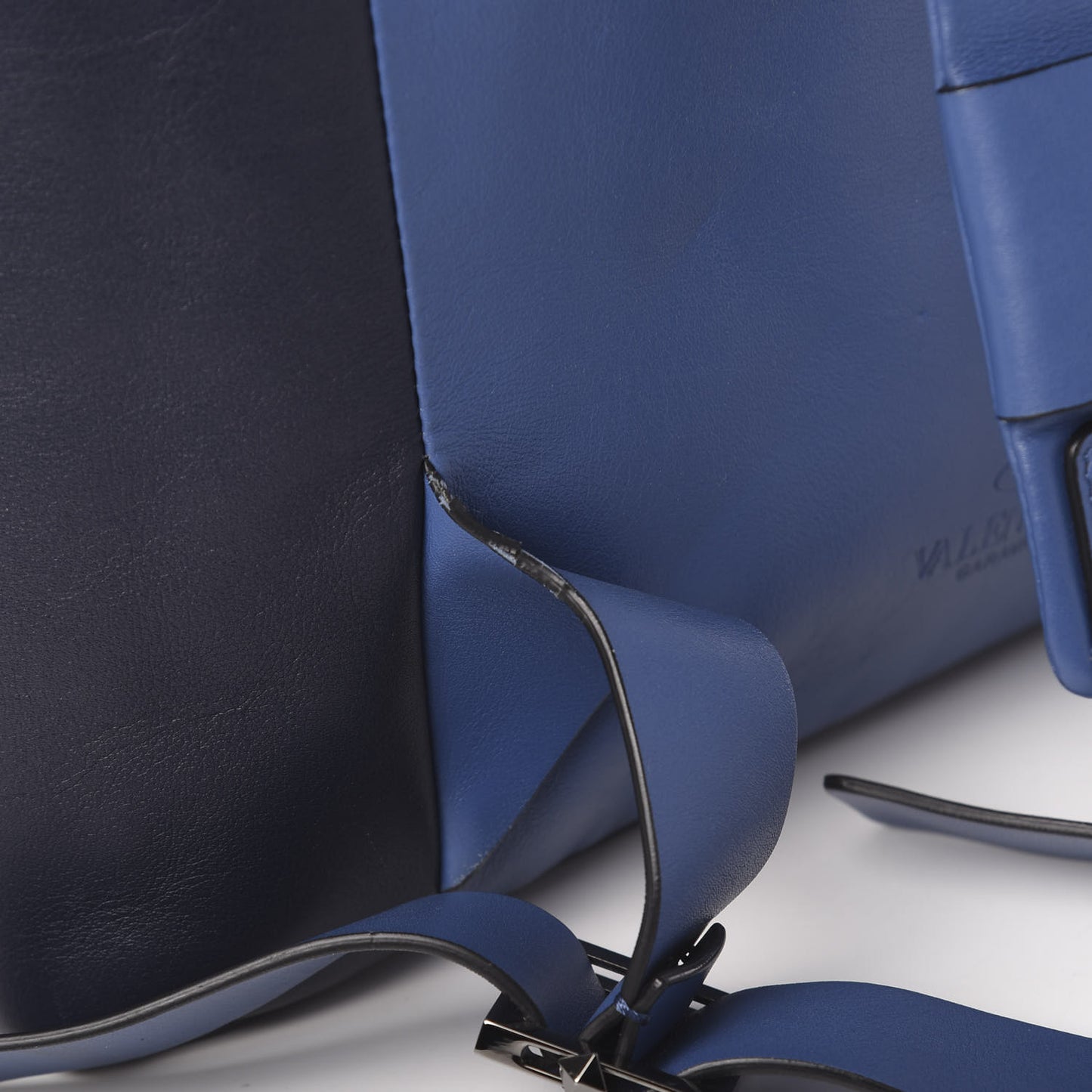 Calfskin Colorblock Backpack Ruby Marine Ivory