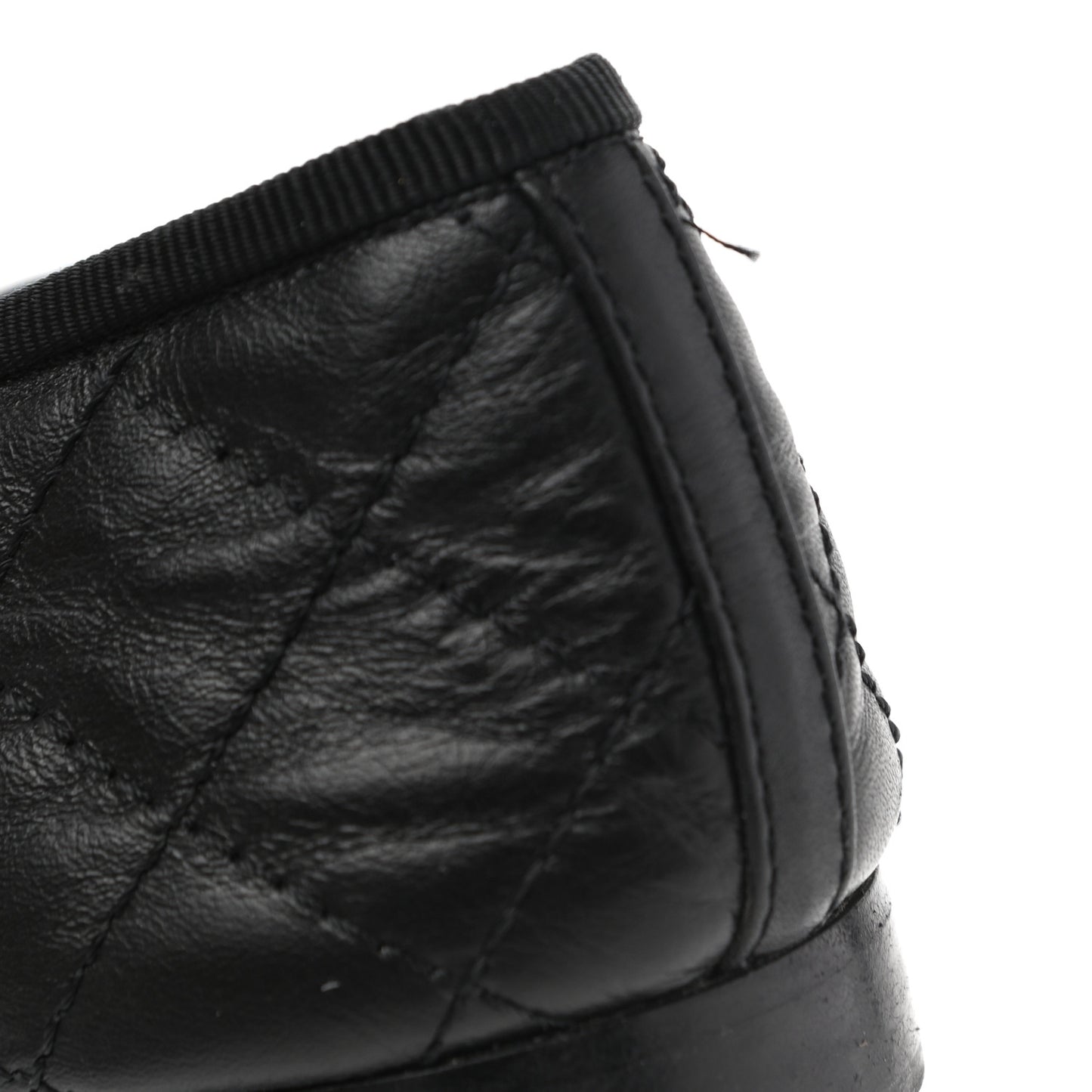 Aged Calfskin Quilted CC Cap Toe Ballerina Flats 38.5 Black