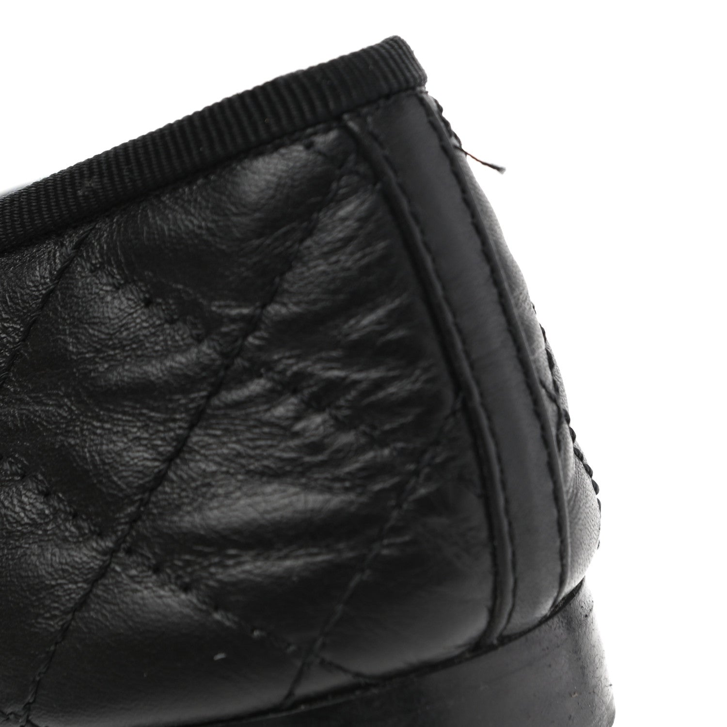Chanel Aged Calfskin Quilted CC Cap Toe Ballerina Flats 38.5 Black 9 of 12