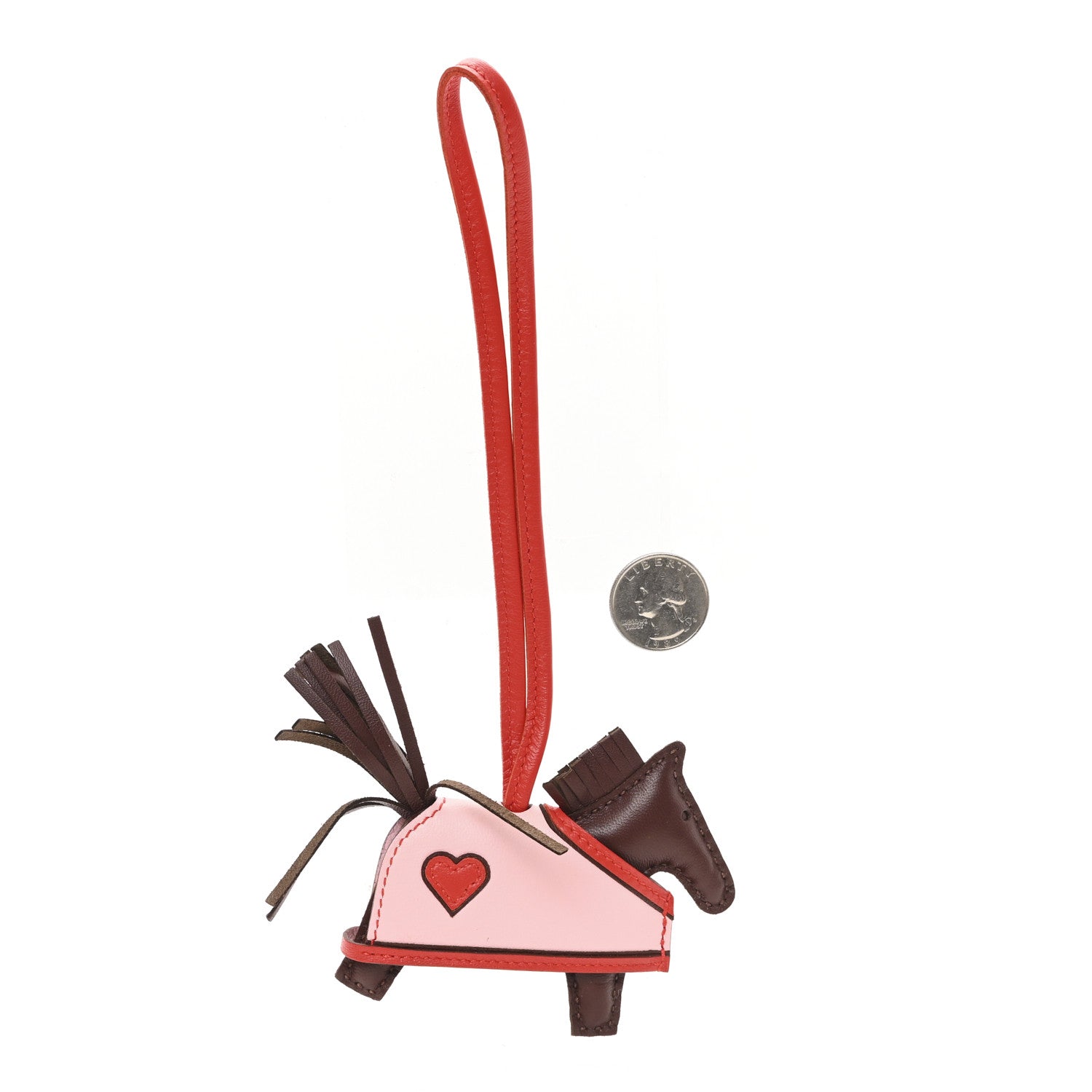 Hermes Milo Lambskin Grigri Rodeo Robeo Coeur Bag Charm PM Terre Capucine Rose Sakura 2 of 5