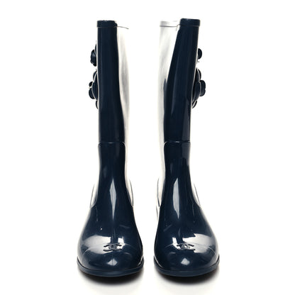 Chanel Rubber Camellia Rain Boots 41 Dark Blue 2 of 8