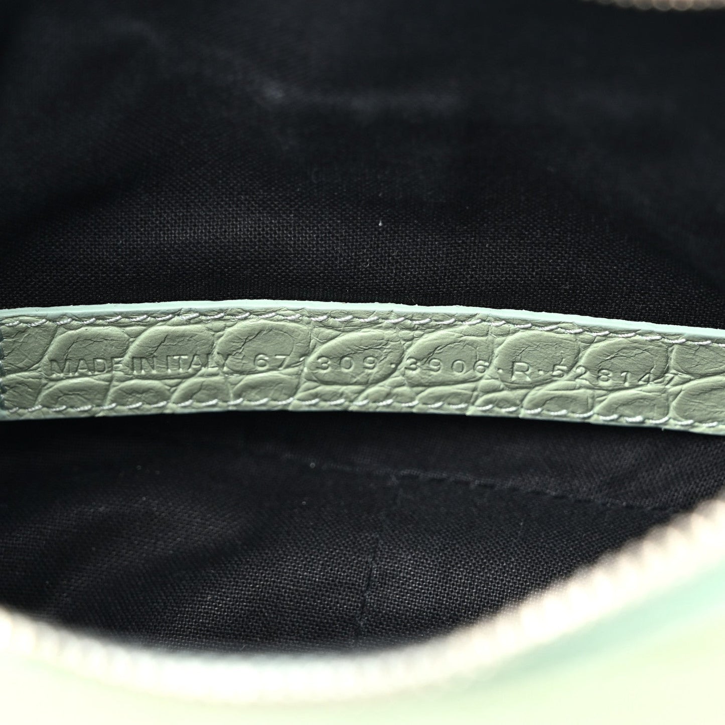 Extra Supple Calfskin Crocodile Embossed Le Cagole Shoulder Bag XS Light Green