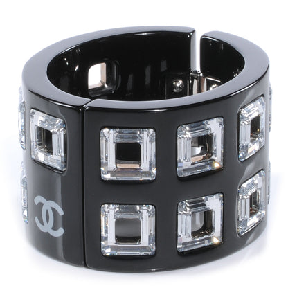 Chanel Resin Baguette Crystal CC Cuff Black 4 of 6