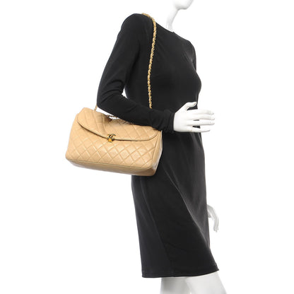 Chanel Lambskin Quilted Jumbo Single Flap Beige 3 of 16