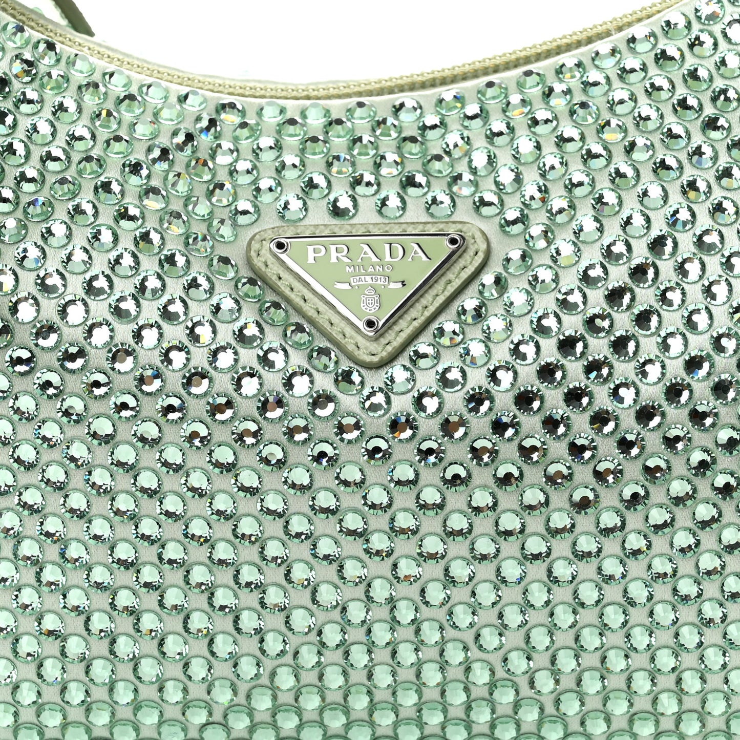 Satin Crystal Mini Re-Edition 2000 Bag Acqua