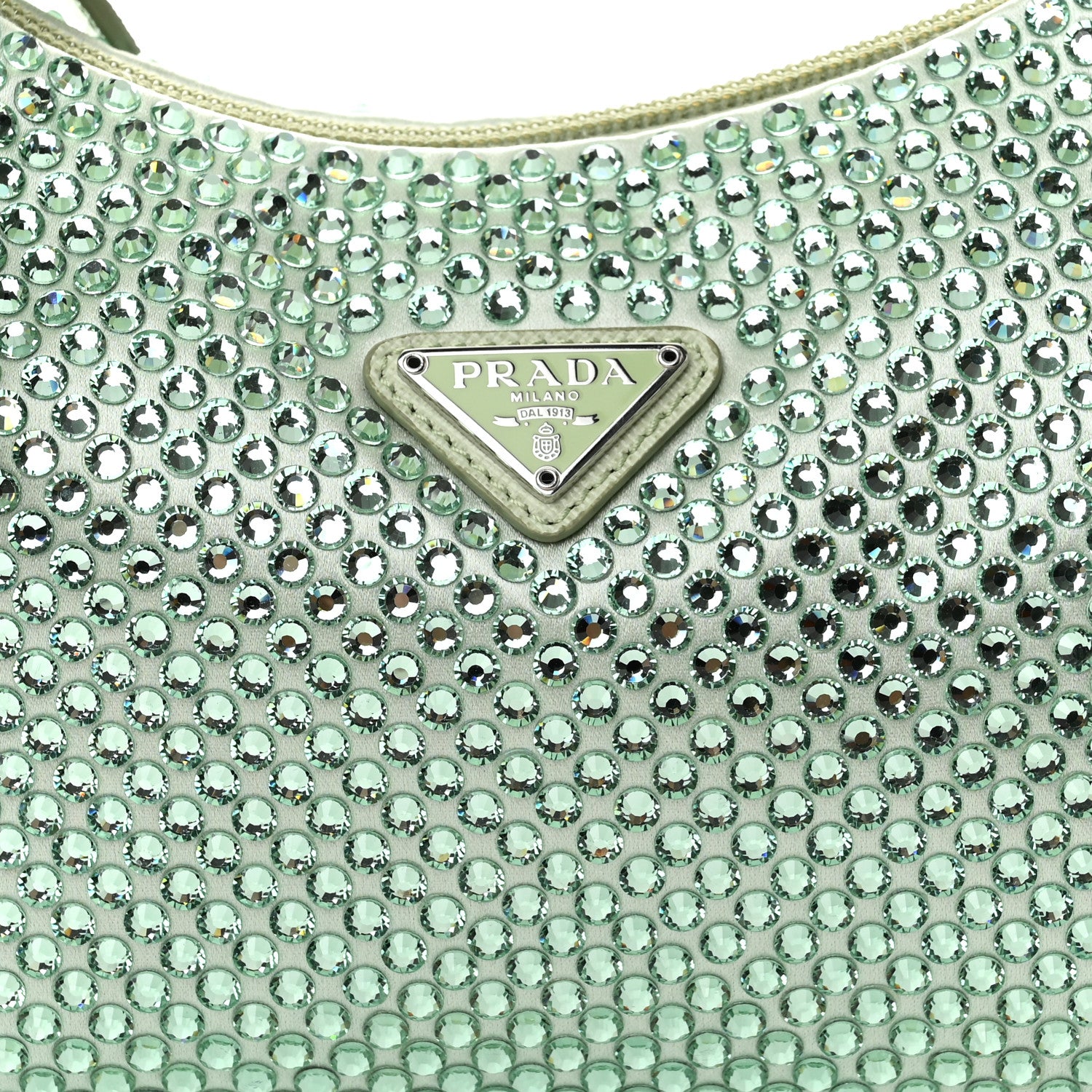 Prada Satin Crystal Mini Re-Edition 2000 Bag Acqua 8 of 10