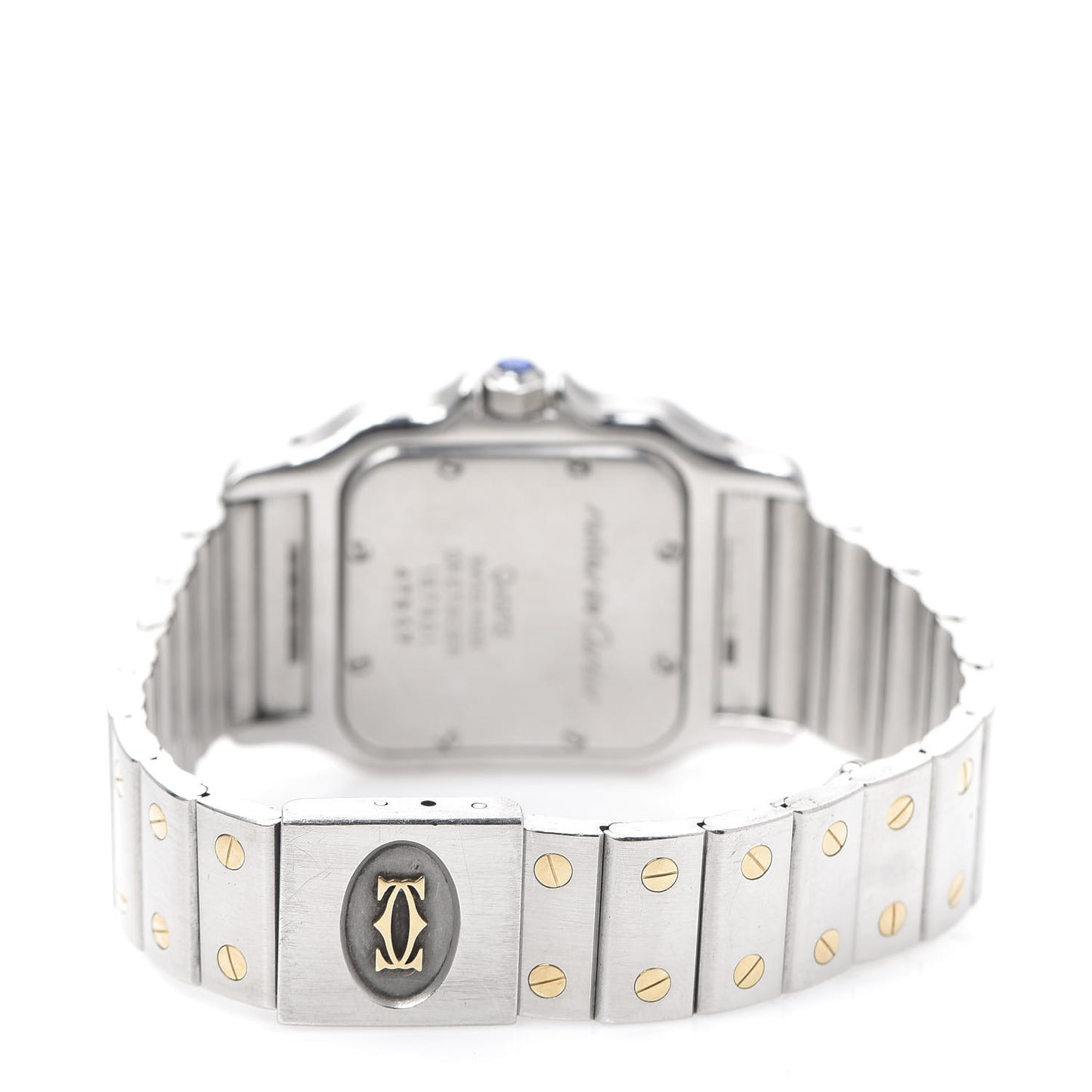 Stainless Steel 18K Yellow Gold 29mm Santos De Cartier Galbee Quartz Watch Silver
