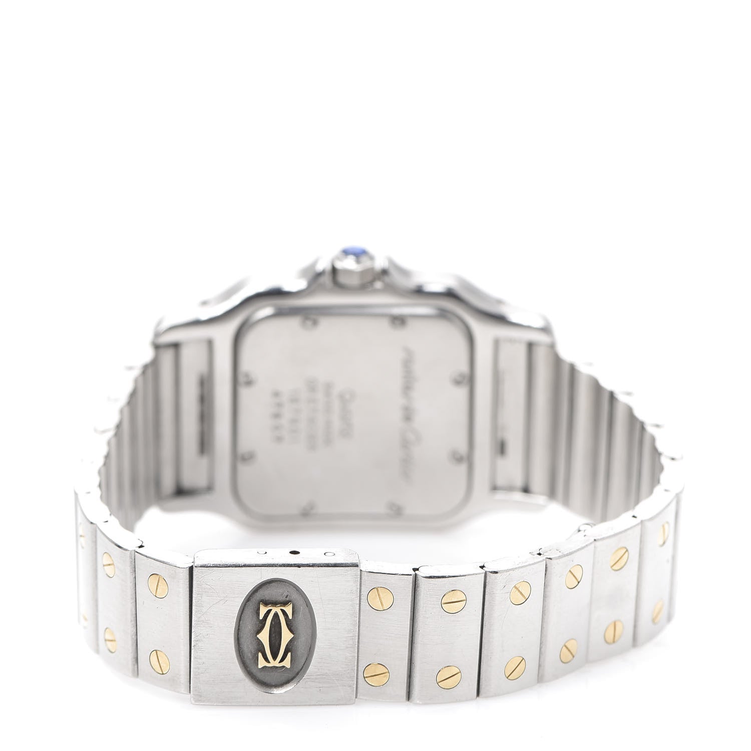 Cartier Stainless Steel 18K Yellow Gold 29mm Santos De Cartier Galbee Quartz Watch Silver 3 of 5