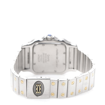 Cartier Stainless Steel 18K Yellow Gold 29mm Santos De Cartier Galbee Quartz Watch Silver 3 of 5