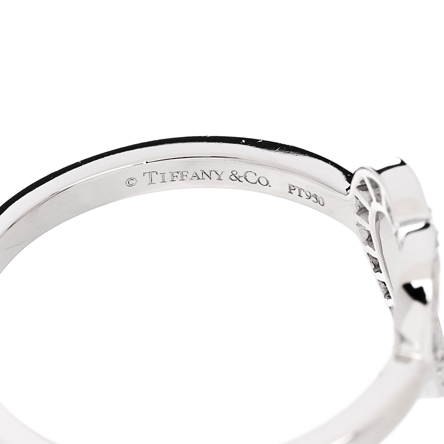 Tiffany Platinum Diamond Heart Ring 49 4.75 5 of 6