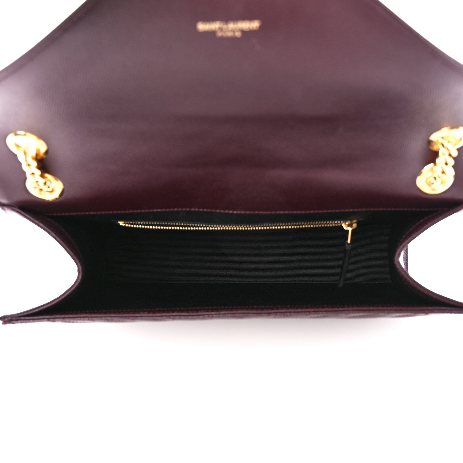 Saint Laurent Grain De Poudre Matelasse Chevron Large Monogram Satchel Rouge Legion 5 of 11
