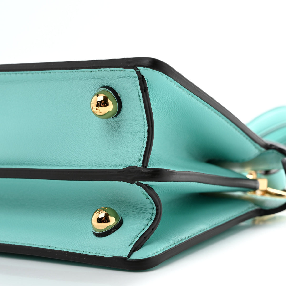 Shiny Nappa Petite Peekaboo I SEE U Satchel Spring Turquoise