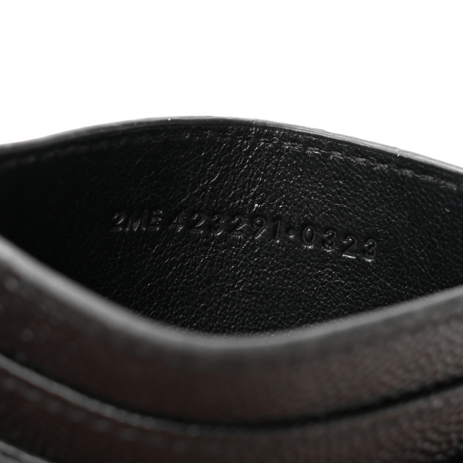Saint Laurent Grain De Poudre Matelasse Chevron Monogram Credit Card Case Black 6 of 7
