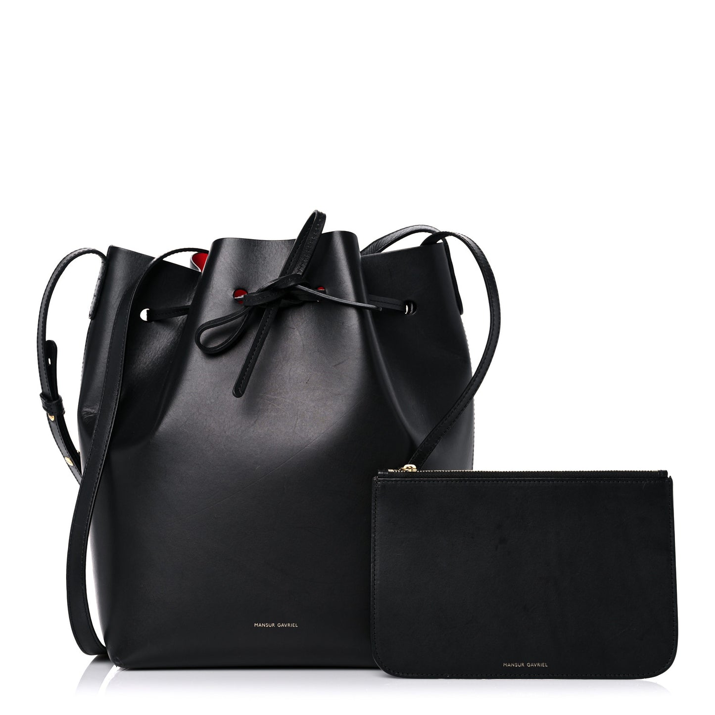 Vegetable Tanned Calfskin Bucket Bag Black Flamma