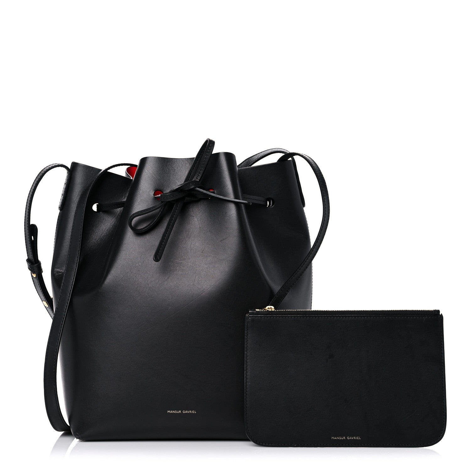 Mansur Gavriel Vegetable Tanned Calfskin Bucket Bag Black Flamma 1 of 10