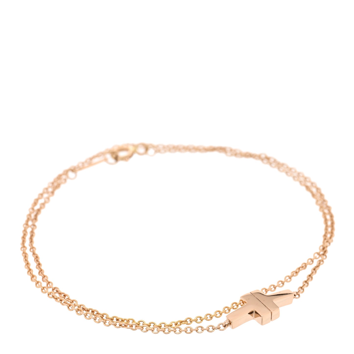 18K Rose Gold T Double Chain Bracelet