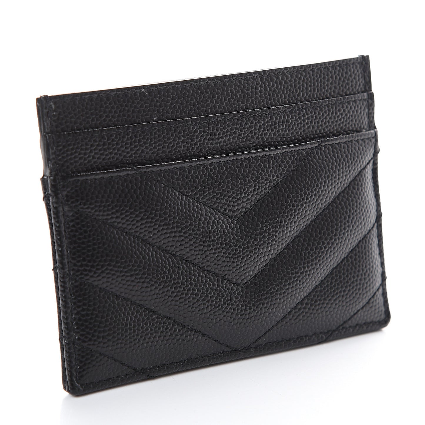 Grain De Poudre Matelasse Chevron Monogram Credit Card Case Black