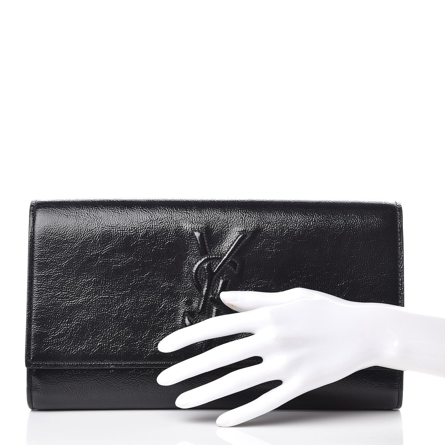 Textured Patent Monogram Large Belle De Jour Clutch Black