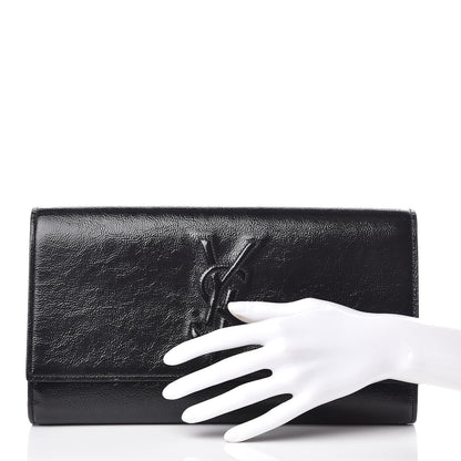Saint Laurent Textured Patent Monogram Large Belle De Jour Clutch Black 2 of 9