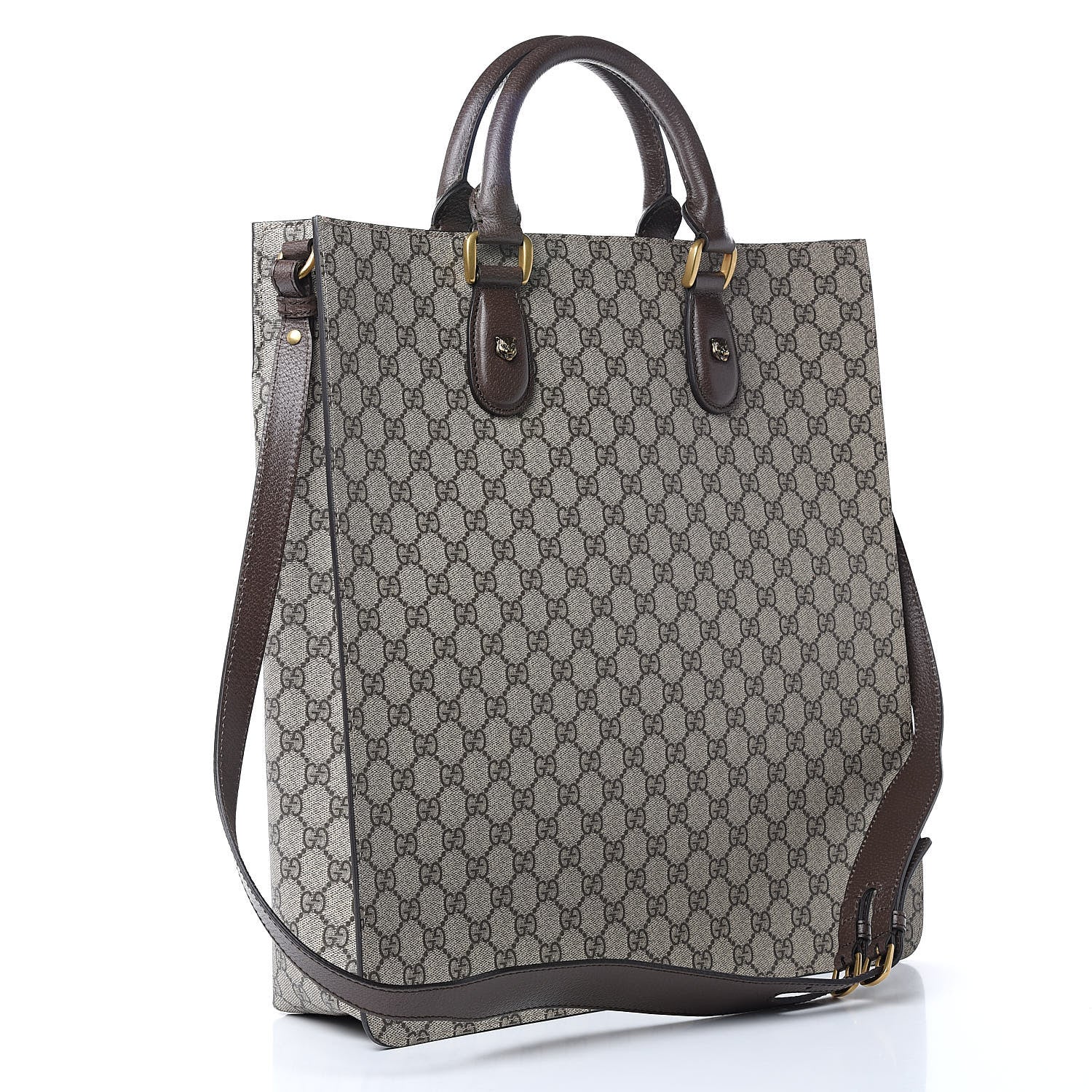 Gucci GG Supreme Monogram Web Animalier Bee Vertical Tote Brown 3 of 10