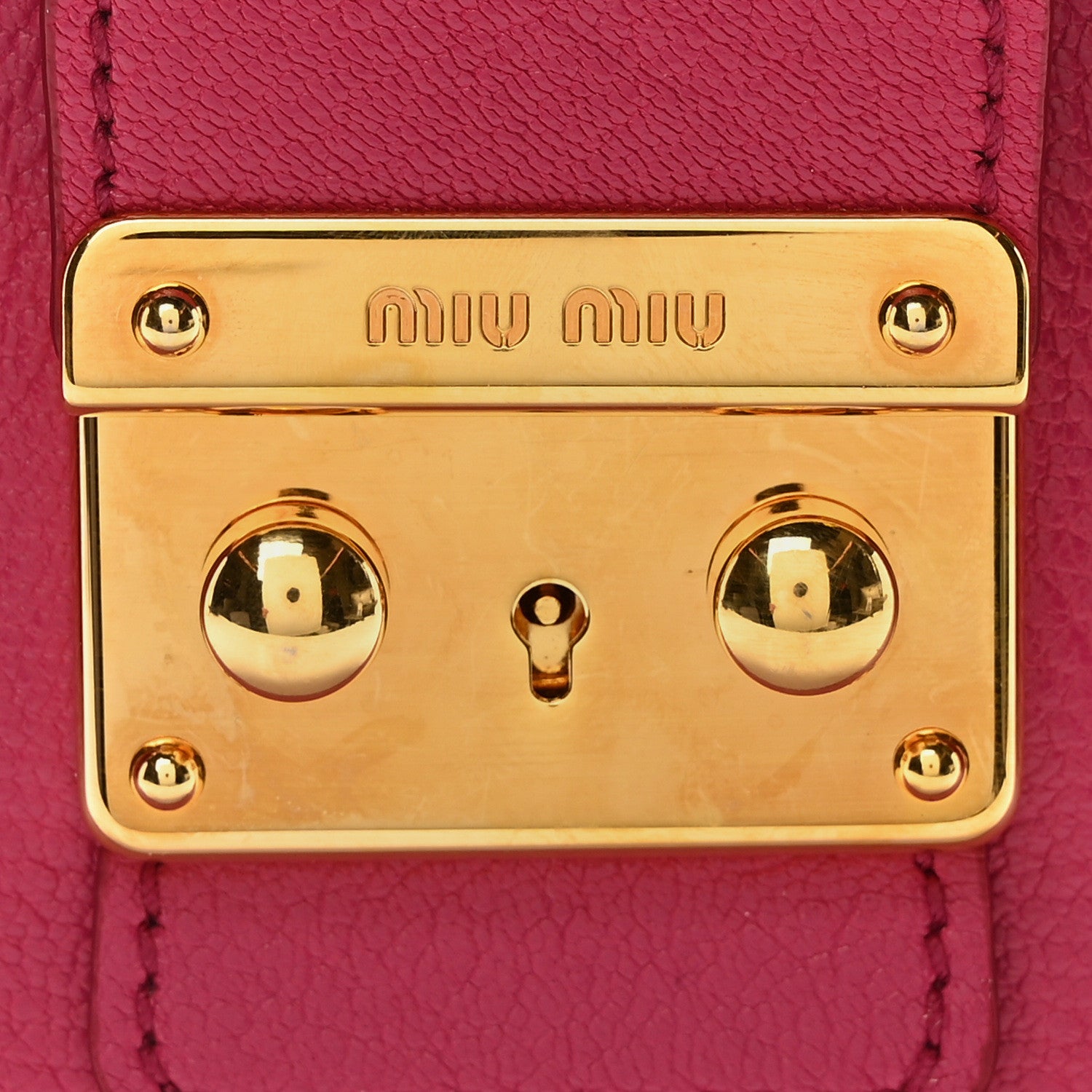 Miu Miu Goatskin Madras Shopping Tote Fuxia 7 of 9